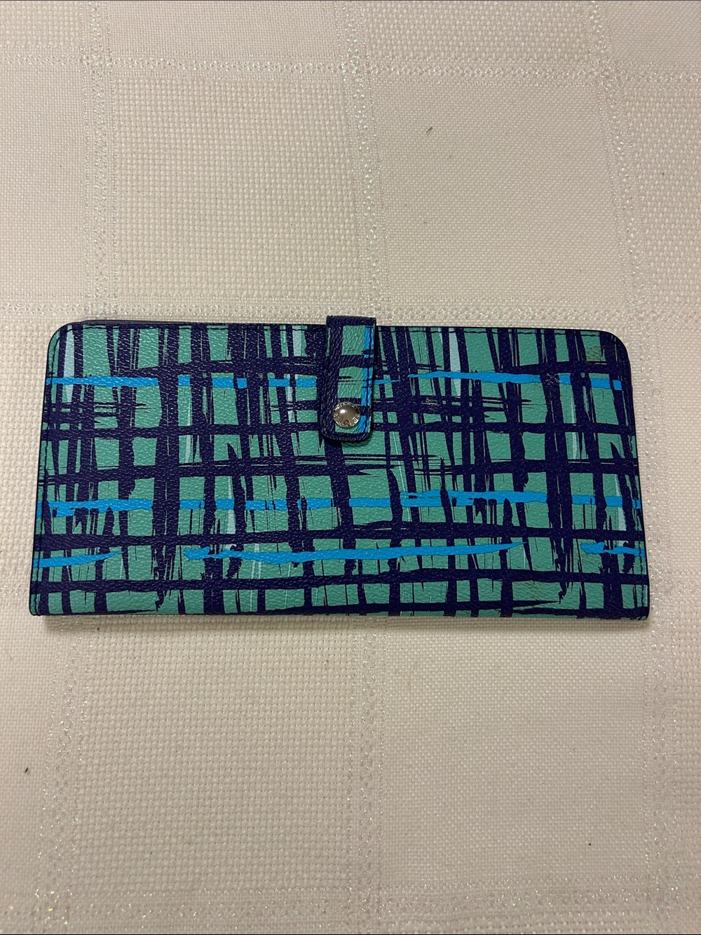 Vera Bradley Teal and Navy Grid Print Wallet